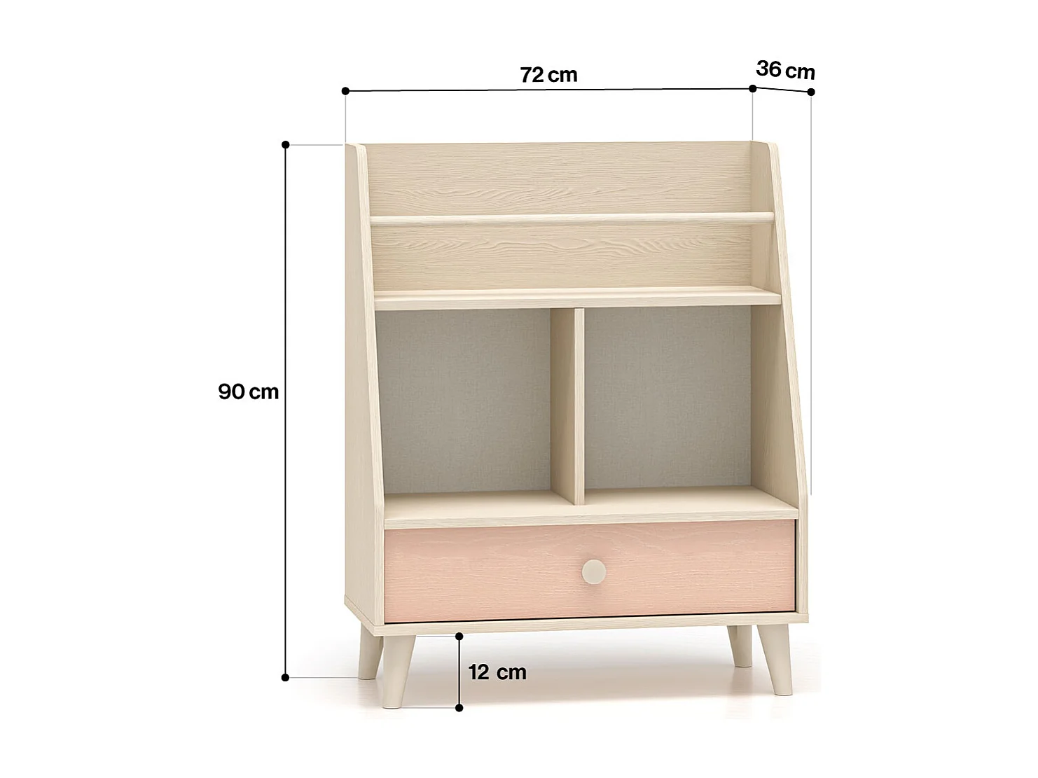 BÜCHERREGAL Mevel Wüstensand / Millennial Pink 72 / 36 / 90cm