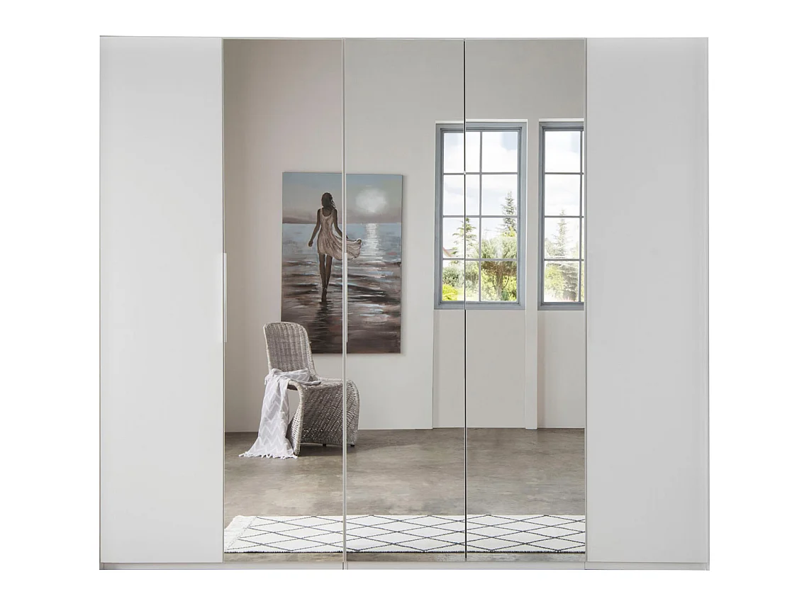 FALT-/ DREHTÜRENSCHRANK Everly weiß / Spiegel 250 / 65 / 216cm