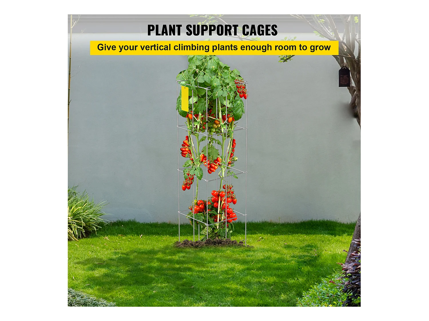 Cages à Tomates SucceBuy Lot de 10 Cages à Tomates, Support Carré en Acier de 116cm pour Plantes de Jardin