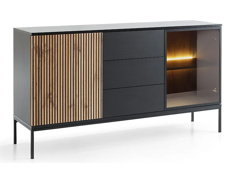 KOMMODE Sento schwarz / Wotan Eiche 154 / 39 / 83cm