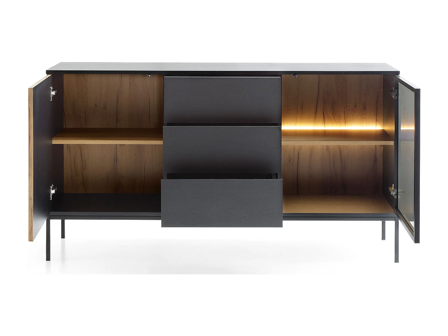 KOMMODE Sento schwarz / Wotan Eiche 154 / 39 / 83cm