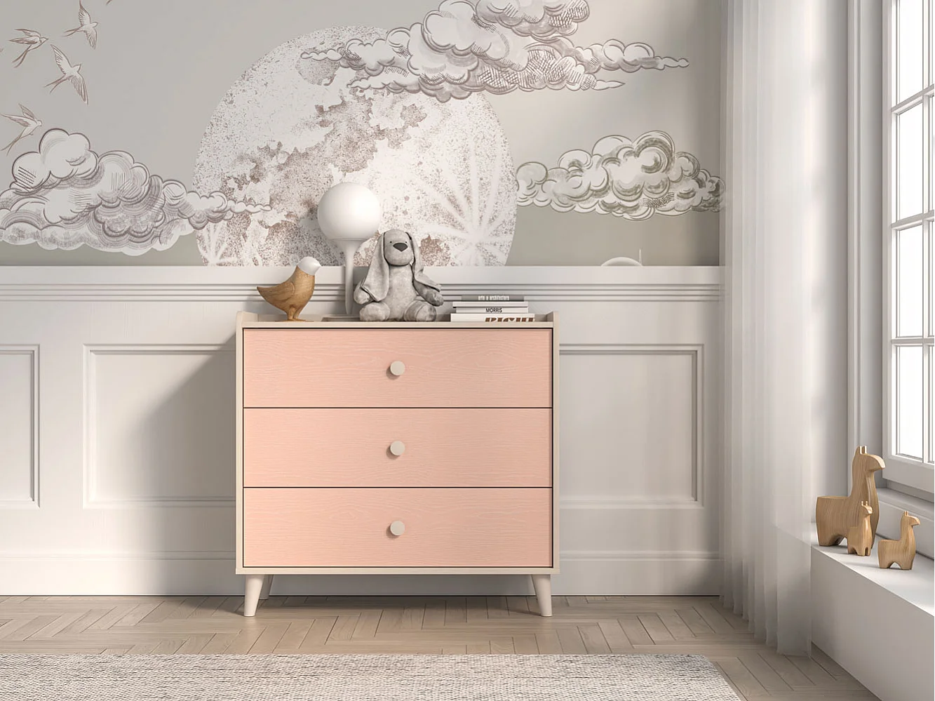 KOMMODE Mevel Wüstensand / Millennial Pink 90 / 40 / 85cm