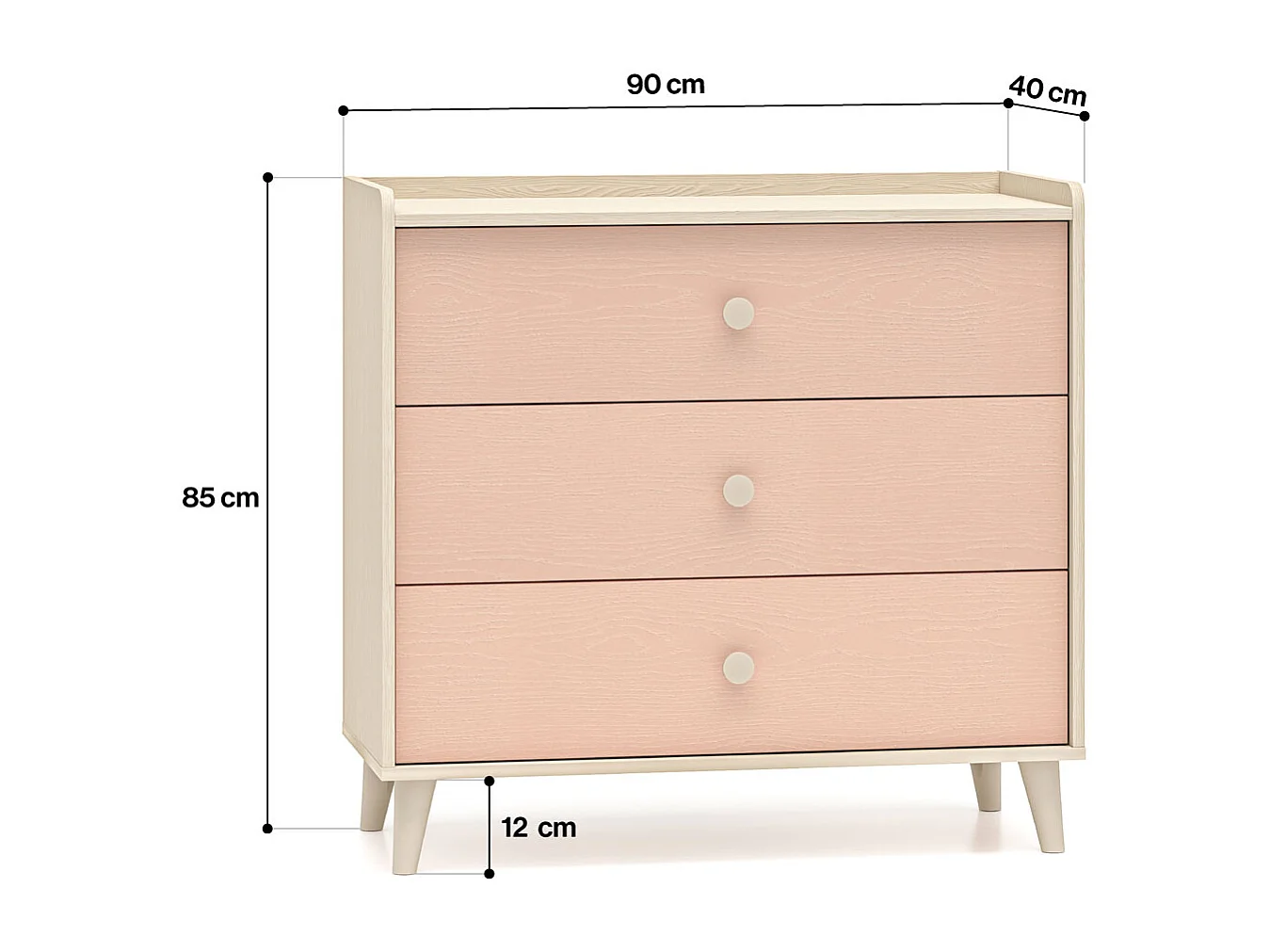 KOMMODE Mevel Wüstensand / Millennial Pink 90 / 40 / 85cm