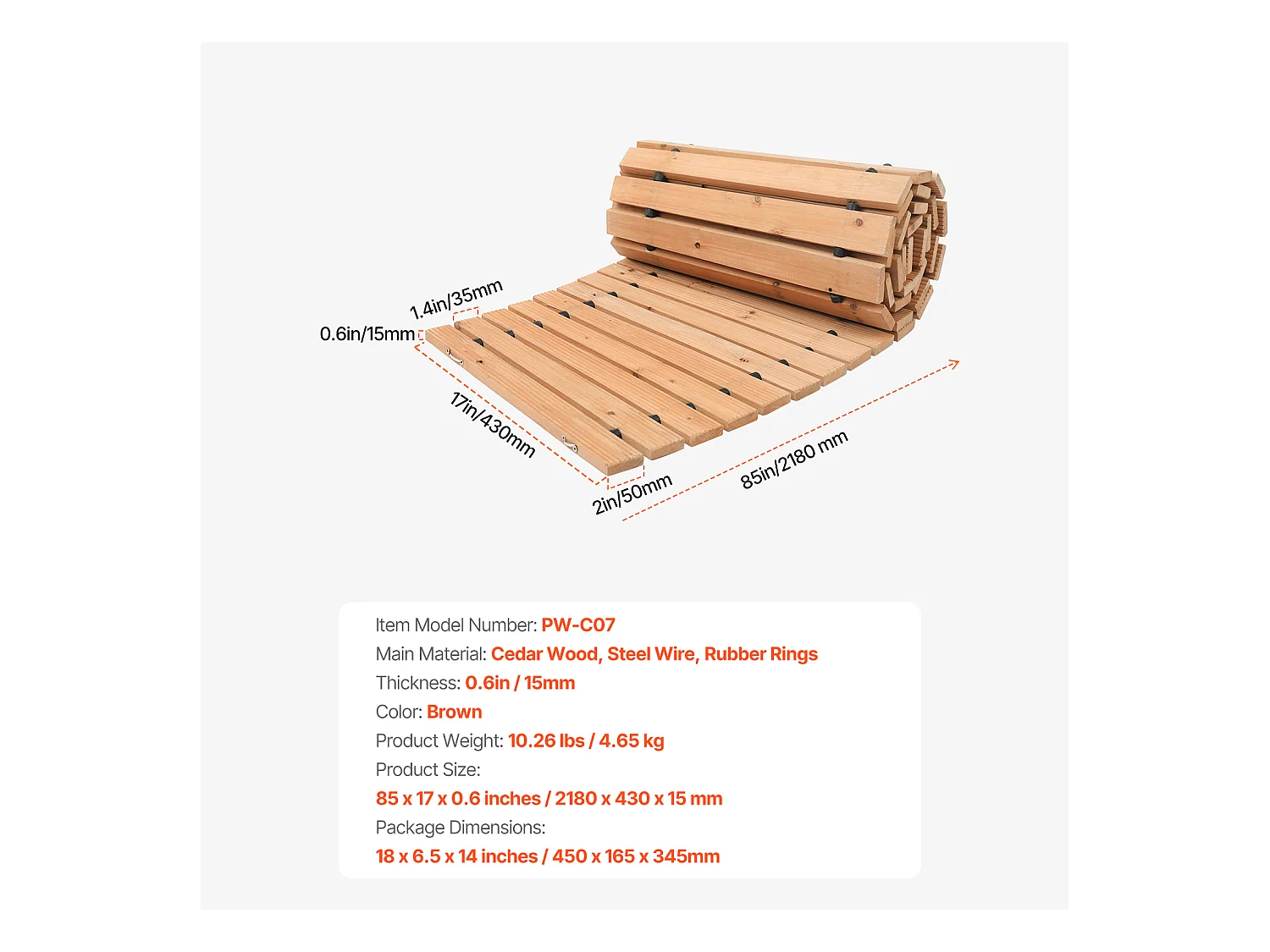 Allée Chemin de Jardin, SucceBuy – Allée de Jardin Incurvée en Bois (216 × 43 cm) – Déroulable