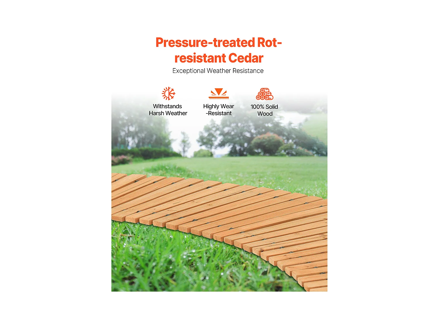 Allée Chemin de Jardin, SucceBuy – Allée de Jardin Incurvée en Bois (216 × 43 cm) – Déroulable