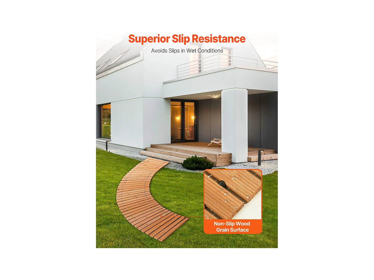 Allée Chemin de Jardin, SucceBuy – Allée de Jardin Incurvée en Bois (216 × 43 cm) – Déroulable