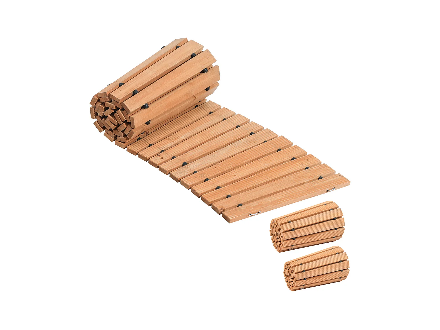 Gartenweg, SucceBuy – Gebogener Gartenweg aus Holz (216 × 43 cm) – Rollbar