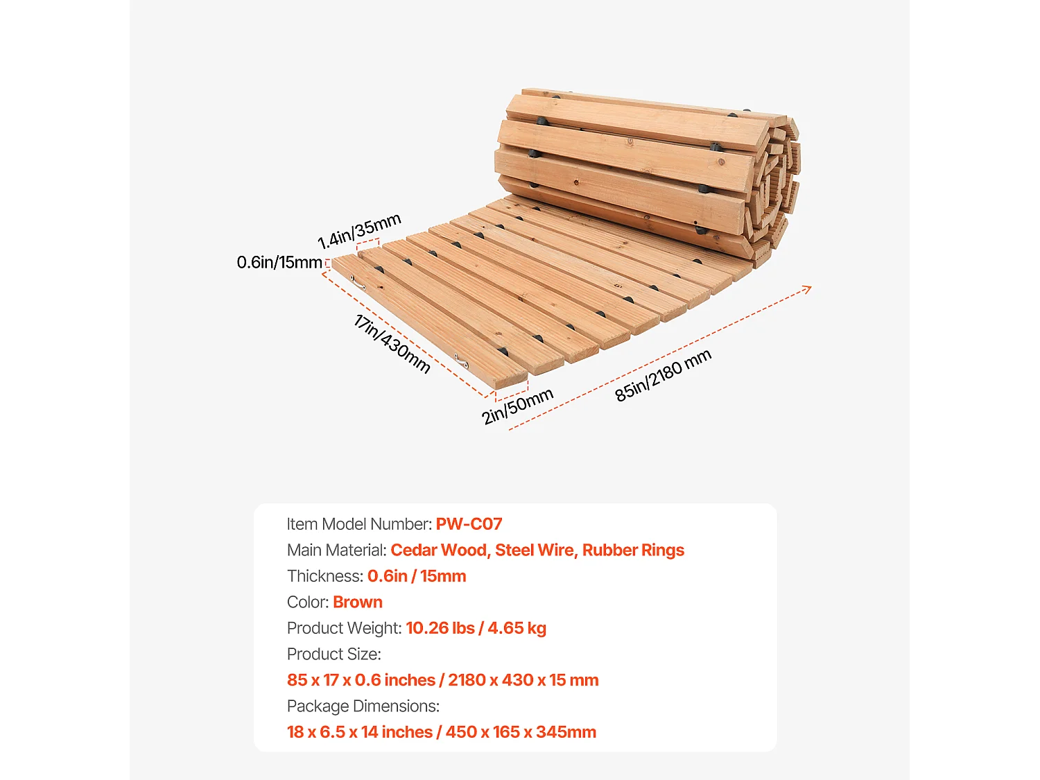Allée Chemin de Jardin, SucceBuy – Allée de Jardin Incurvée en Bois (216 × 43 cm) – Déroulable
