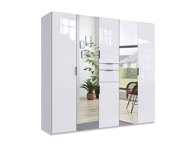 KLEIDERSCHRANK Moldau weiß / weiß Hochglanz 225 / 58 / 208cm