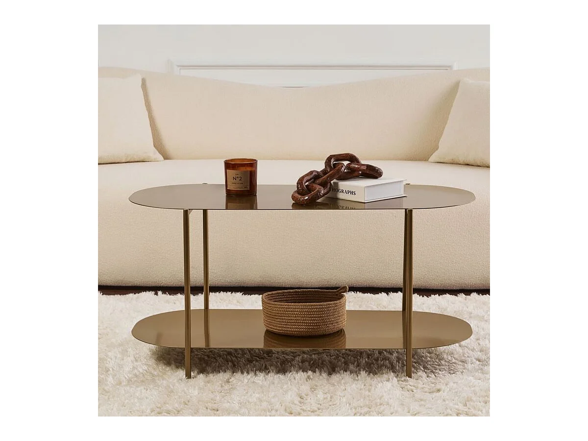 Table basse 2 plateaux avec bords arrondis L100 cm - LIV