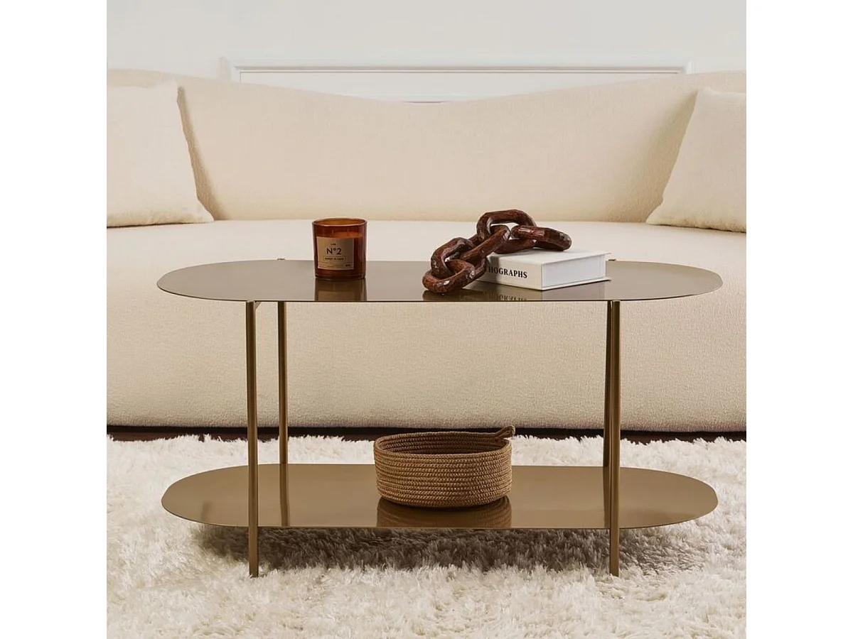 Table basse 2 plateaux avec bords arrondis L100 cm - LIV