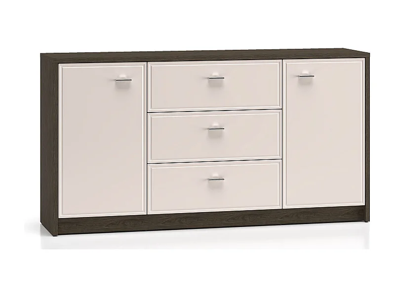 KOMMODE Avante 160 / 40 / 85cm Windmill Eiche dunkel / Cashmere Hochglanz