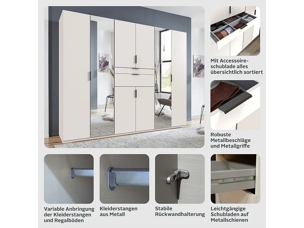 KLEIDERSCHRANK Moldau weiß 270 / 58 / 208cm