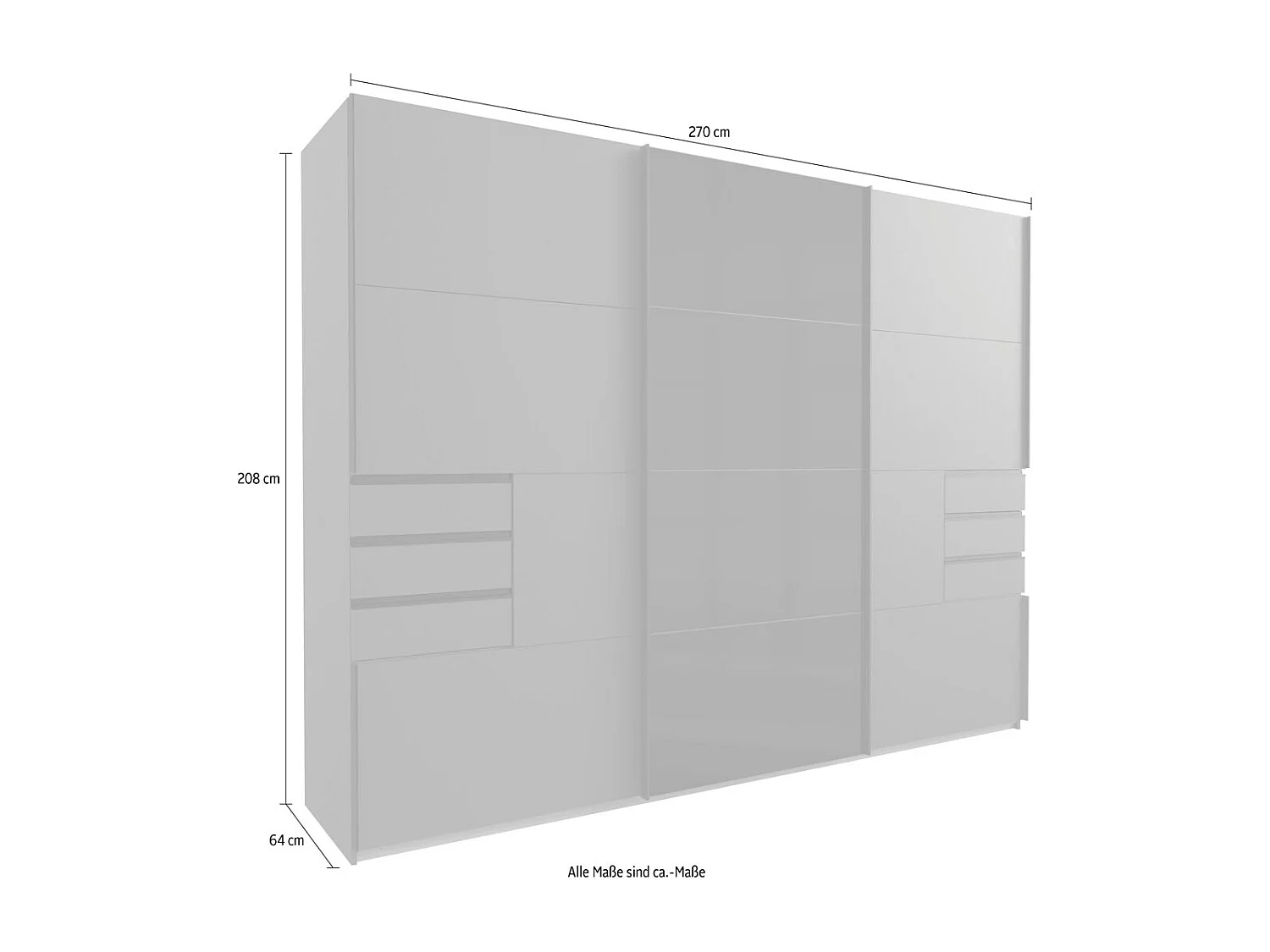 SCHWEBETÜRENSCHRANK Saigon sandgrau Glas 270 / 64 / 208 cm