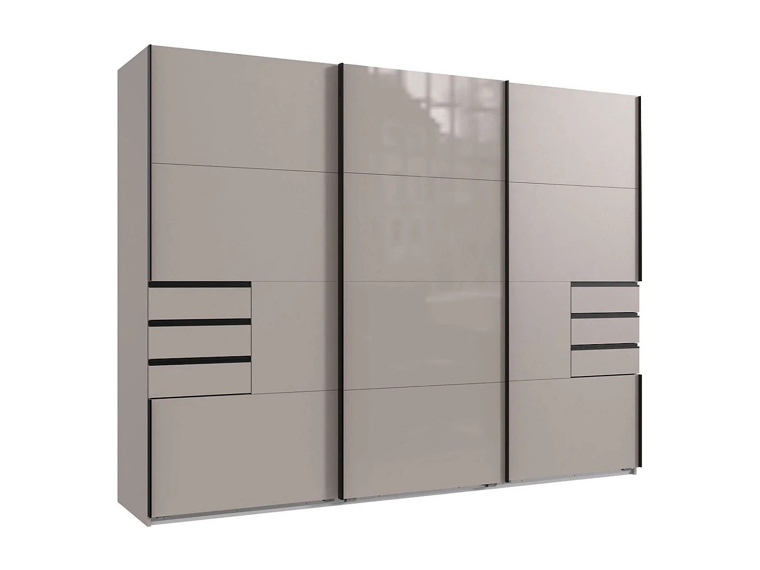 SCHWEBETÜRENSCHRANK Saigon sandgrau Glas 270 / 64 / 208 cm