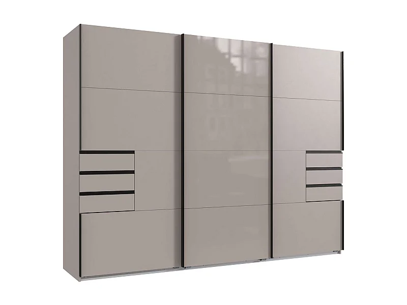 SCHWEBETÜRENSCHRANK Saigon sandgrau Glas 270 / 64 / 208 cm