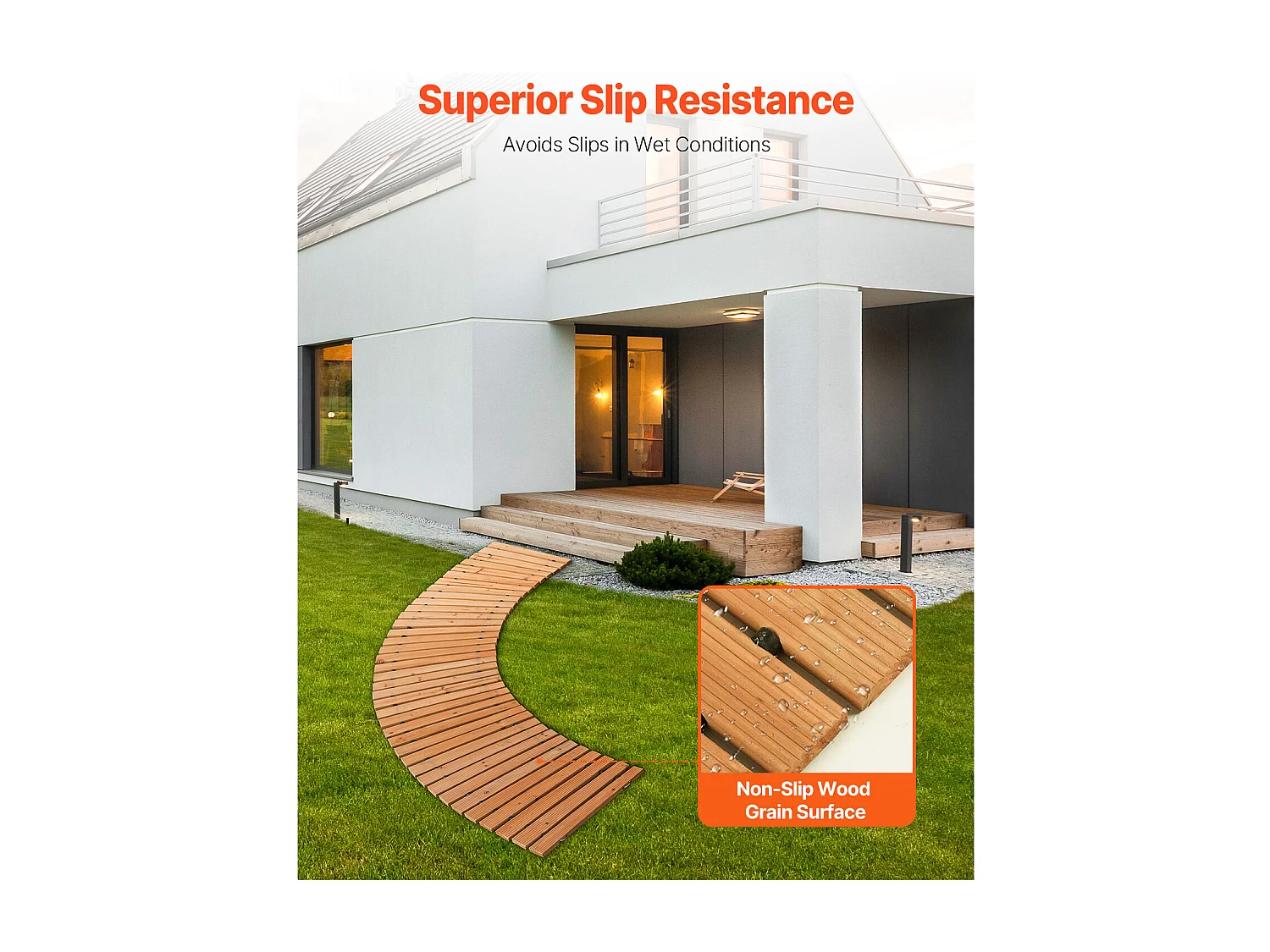 Percorso da Giardino, SucceBuy – Percorso da Giardino Curvo in Legno (244 × 43 cm) – Arrotolare