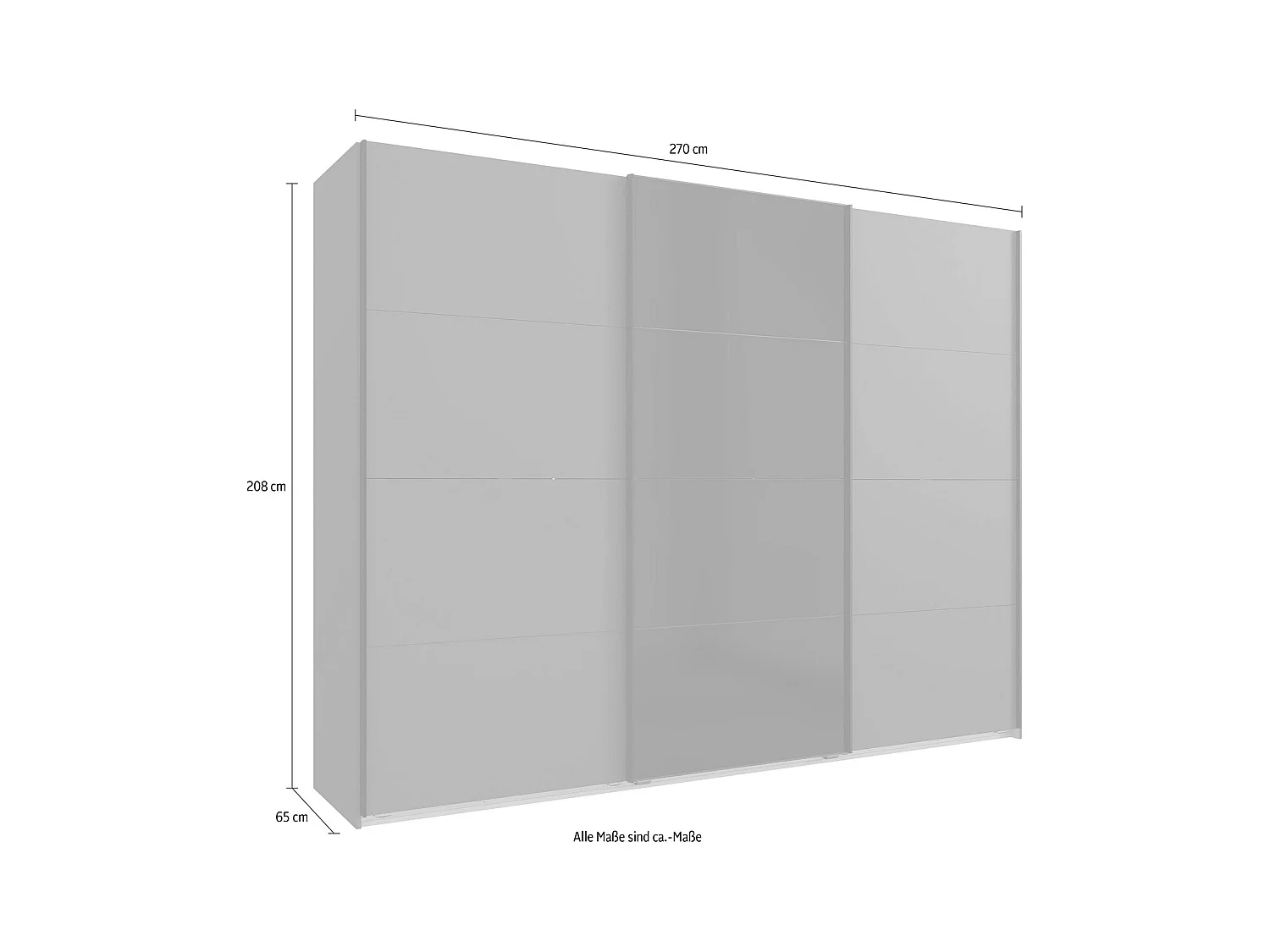 SCHWEBETÜRENSCHRANK Barcelona graphit / Glasschwarz 270 / 65 / 208cm