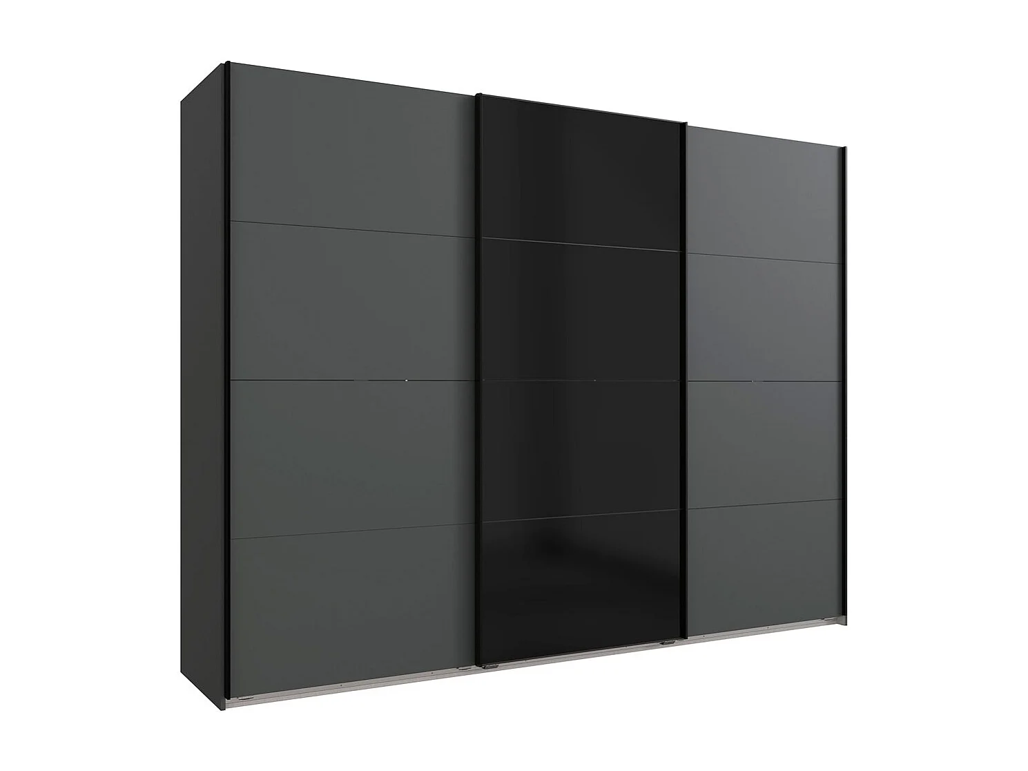 SCHWEBETÜRENSCHRANK Barcelona graphit / Glasschwarz 270 / 65 / 208cm