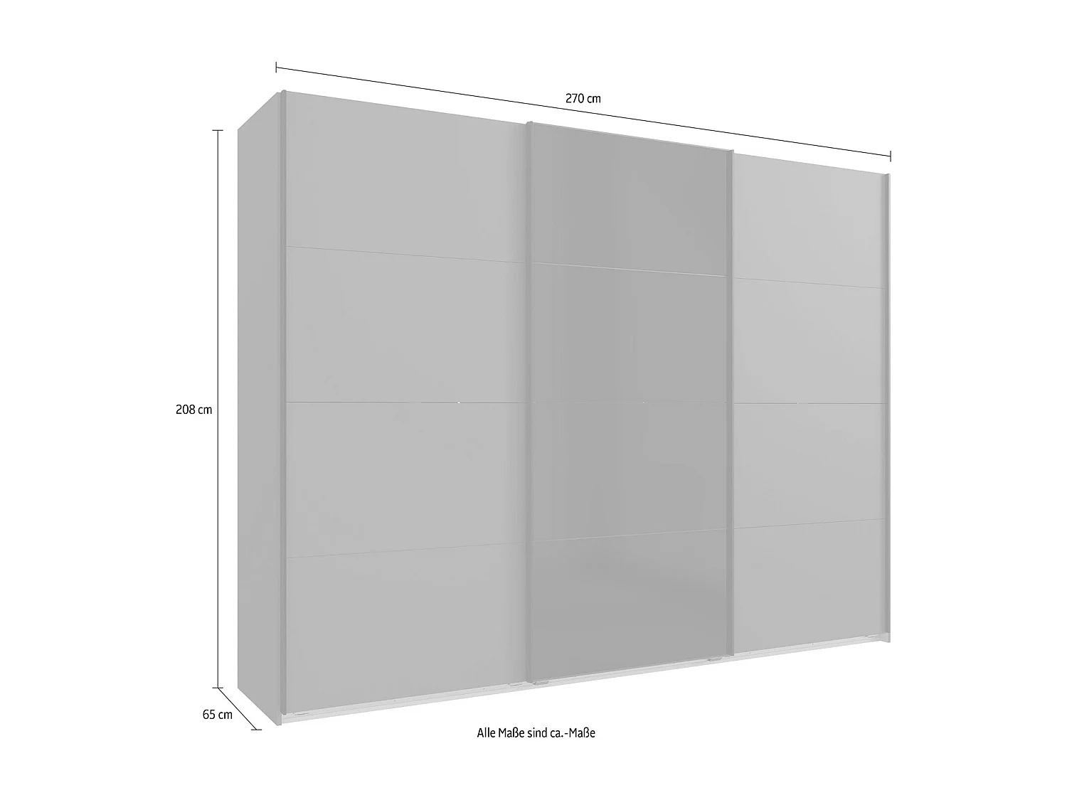 SCHWEBETÜRENSCHRANK Barcelona graphit / Glasschwarz 270 / 65 / 208cm