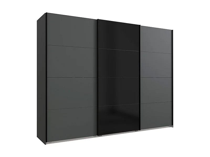 SCHWEBETÜRENSCHRANK Barcelona graphit / Glasschwarz 270 / 65 / 208cm