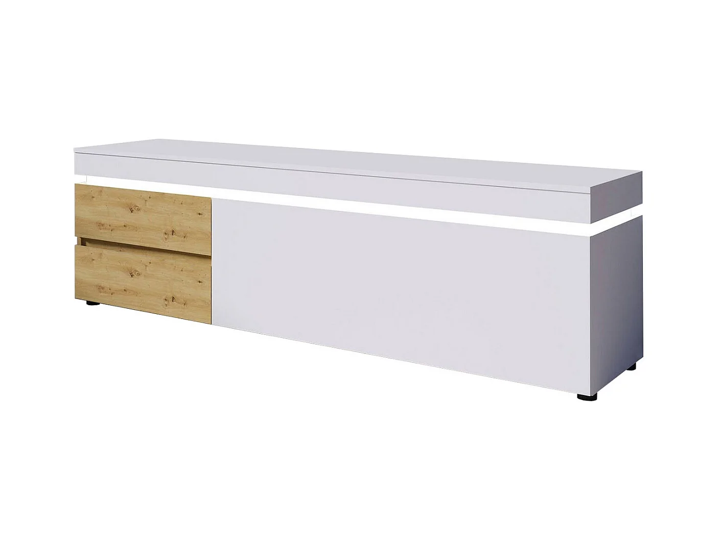 LOWBOARD Luci Eiche Artisan / weiß 180 / 48 / 56cm