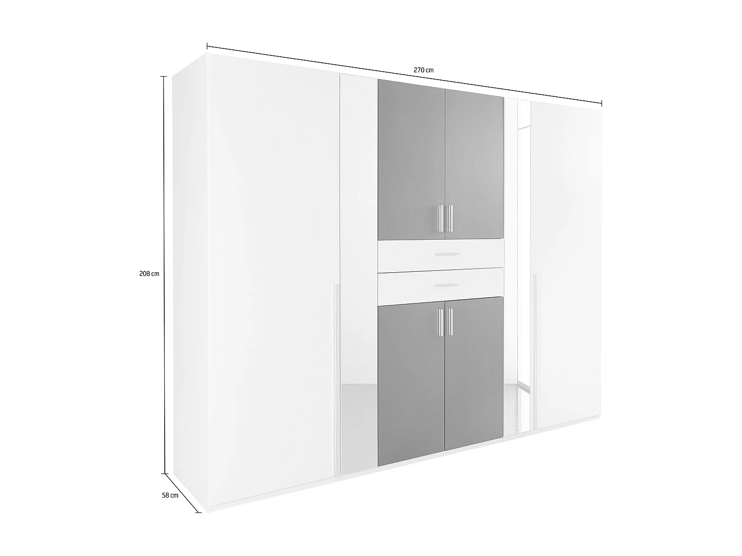 KLEIDERSCHRANK Vanea Plankeneiche 225 / 58 / 208cm