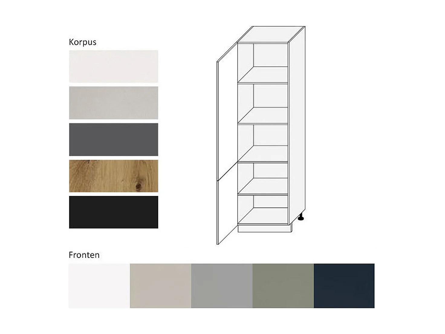 VORRATSSCHRANK Salo D14/DP/60/207 Kaschmir Matt / Weiß 60 / 59 / 207cm