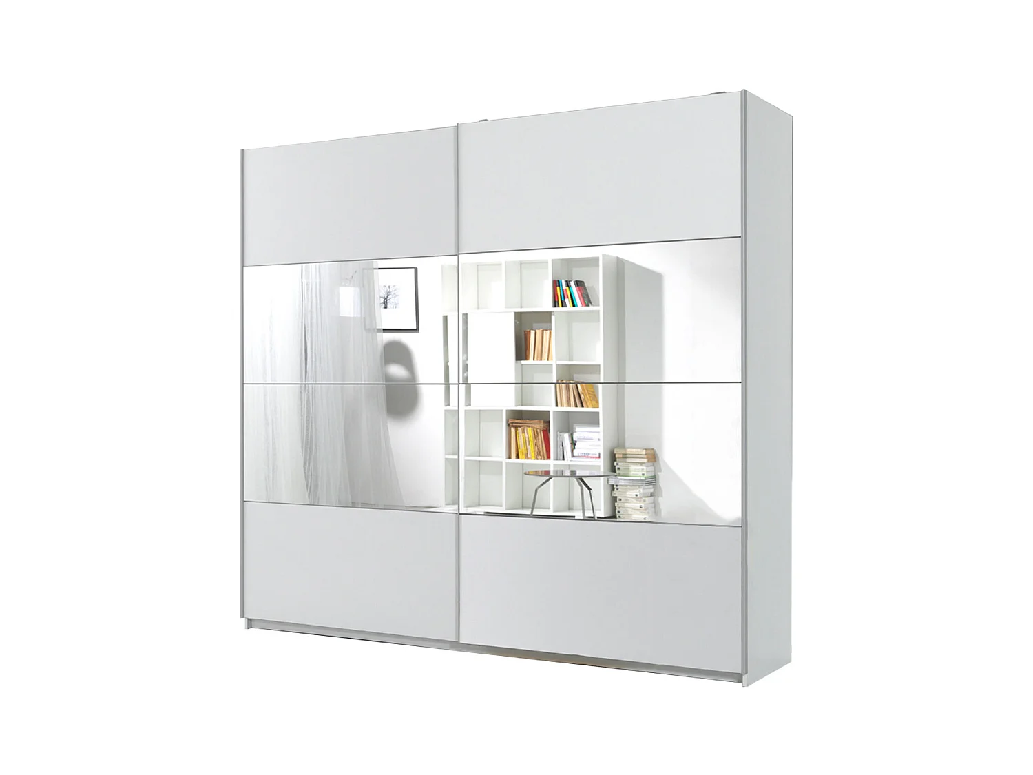 SCHWEBETÜRENSCHRANK Bilbao Weiß 221 / 61 / 210 cm