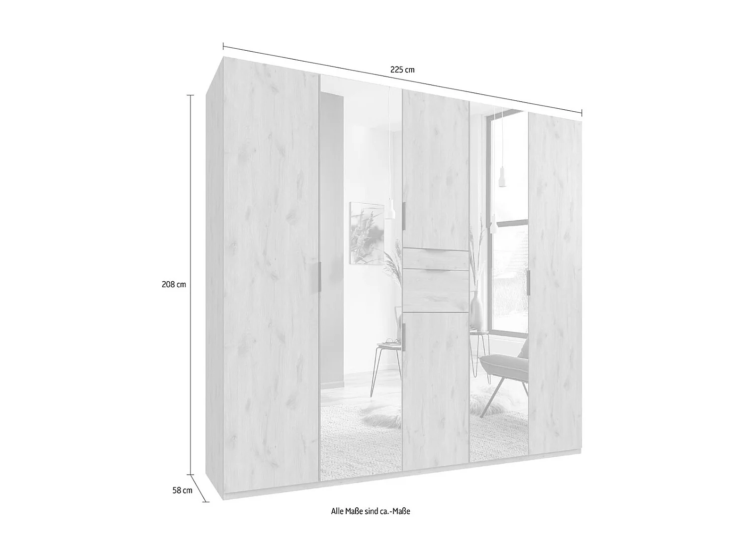 KLEIDERSCHRANK Moldau weiß 225 / 58 / 208cm