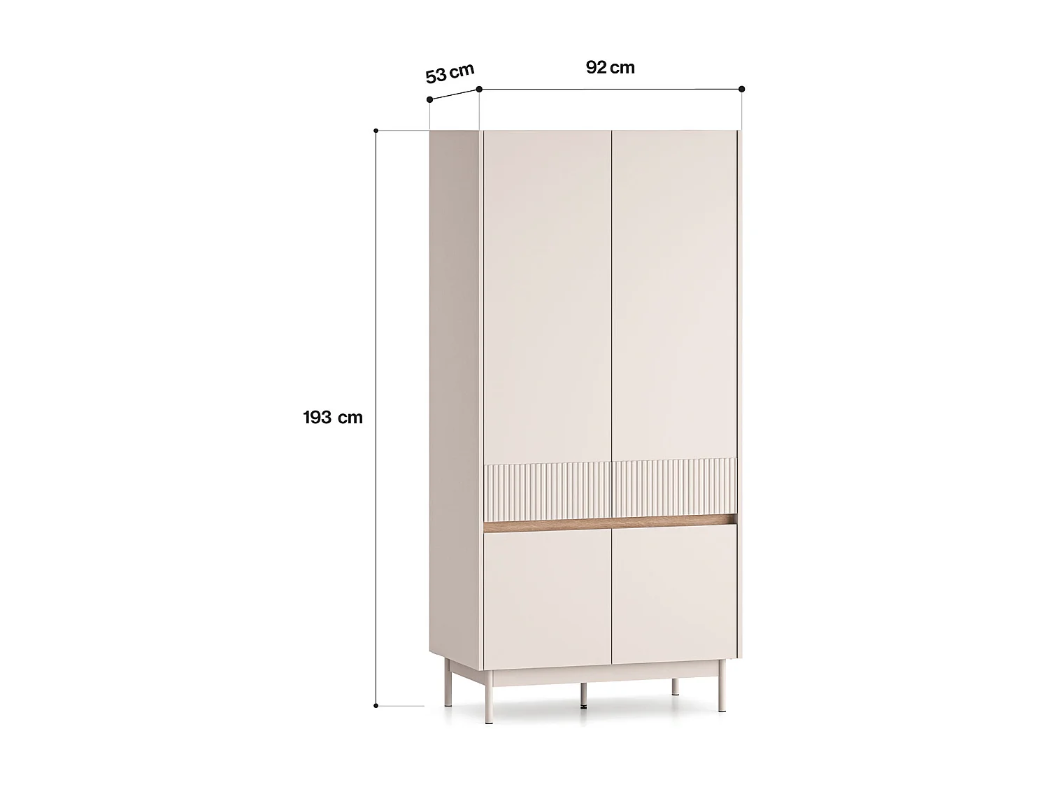 KLEIDERSCHRANK Dunea 92 / 53 / 193cm Cashmere / Eiche Cremona Torro
