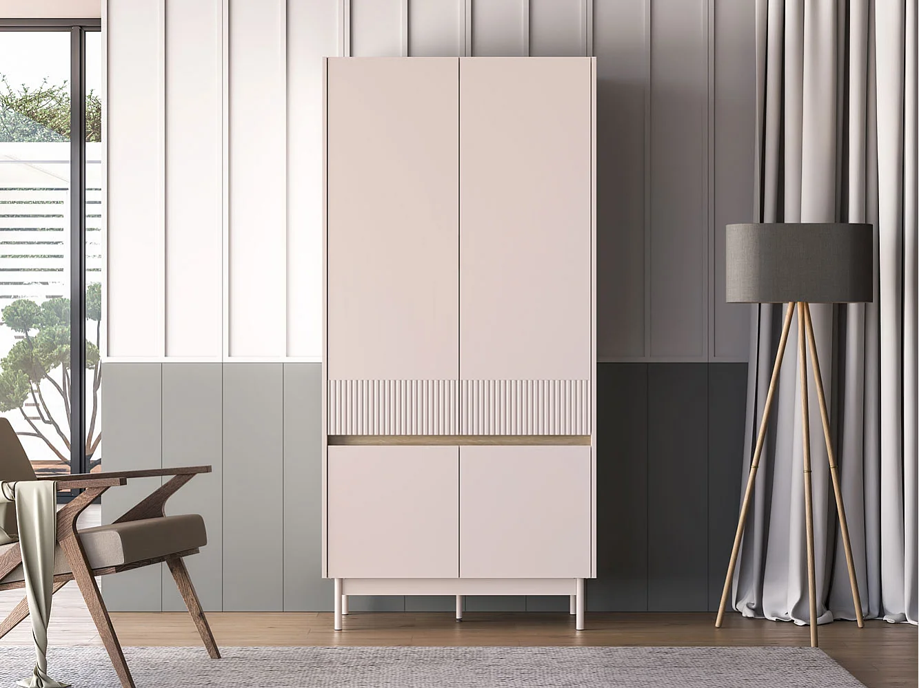 KLEIDERSCHRANK Dunea 92 / 53 / 193cm Cashmere / Eiche Cremona Torro