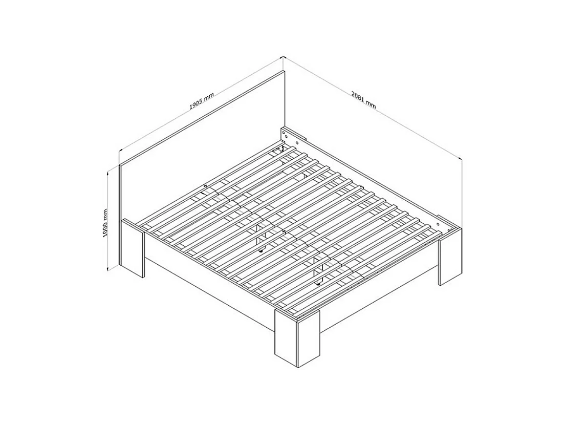 DOPPELBETT Montana Eiche Lefkas 190 / 208 / 100cm