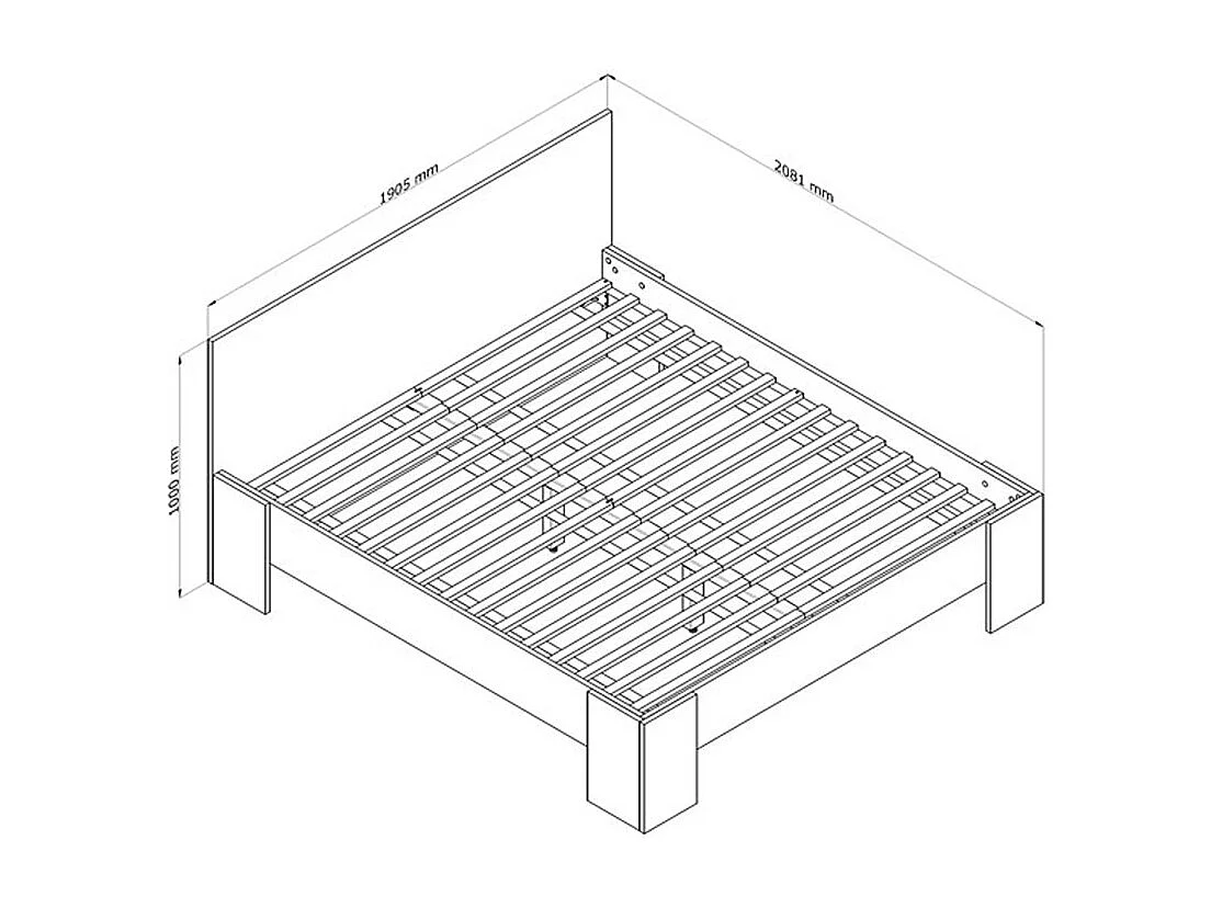 DOPPELBETT Montana Eiche Lefkas 190 / 208 / 100cm