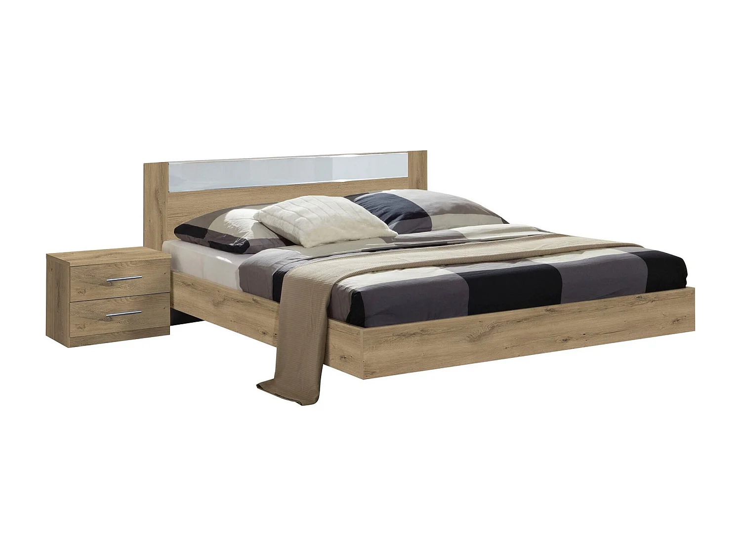 SCHLAFZIMMER SET 4-teilig Plankeneiche / Weißglas 498 / 210  / 210cm