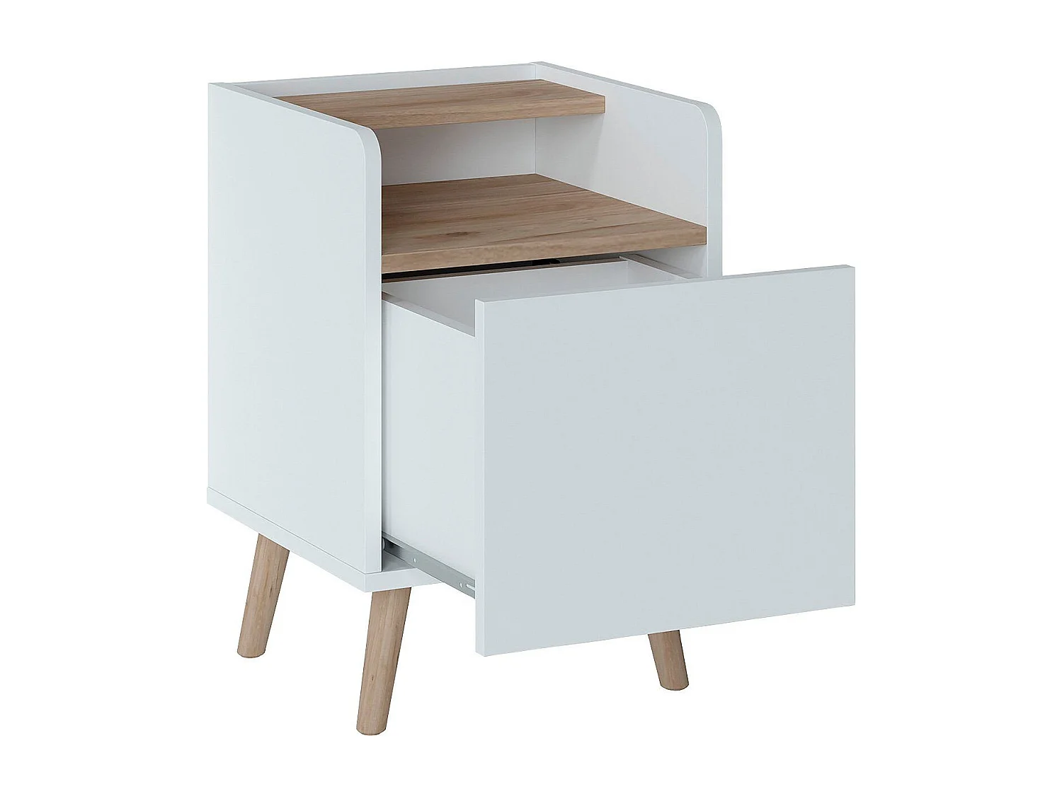 NACHTKONSOLE Scandi weiß / Jackson Hickory 40 / 42 / 60cm