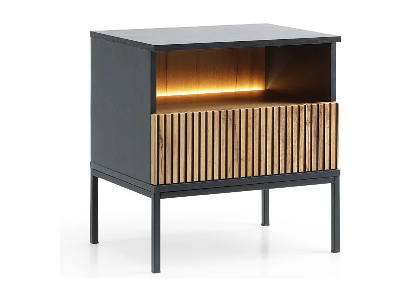 NACHTKONSOLE Sento schwarz / Wotan Eiche 54 / 39 / 56 cm