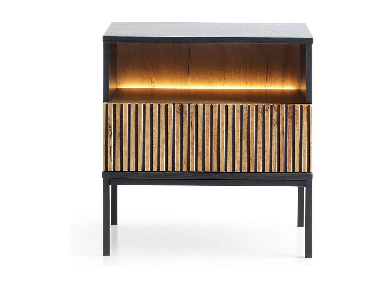 NACHTKONSOLE Sento schwarz / Wotan Eiche 54 / 39 / 56 cm