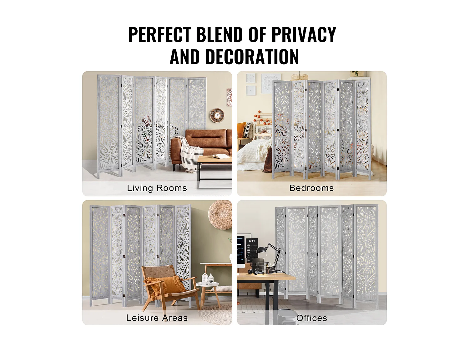 Biombo SucceBuy de 6 Paneles de Madera para Separar el Hogar, la Oficina y el Dormitorio