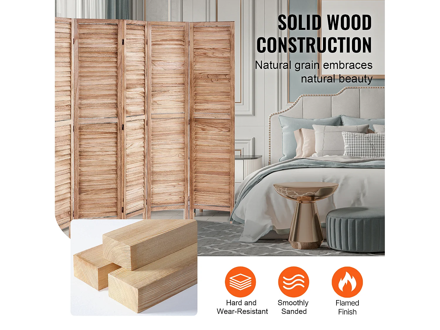 Cloison de Séparation, SucceBuy Cloison de Séparation en Bois à 6 Panneaux, 170 cm de Hauteur, pour la Maison, le Bureau, le Restaurant