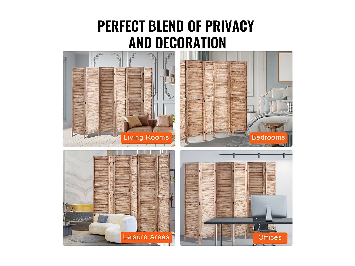 Cloison de Séparation, SucceBuy Cloison de Séparation en Bois à 6 Panneaux, 170 cm de Hauteur, pour la Maison, le Bureau, le Restaurant