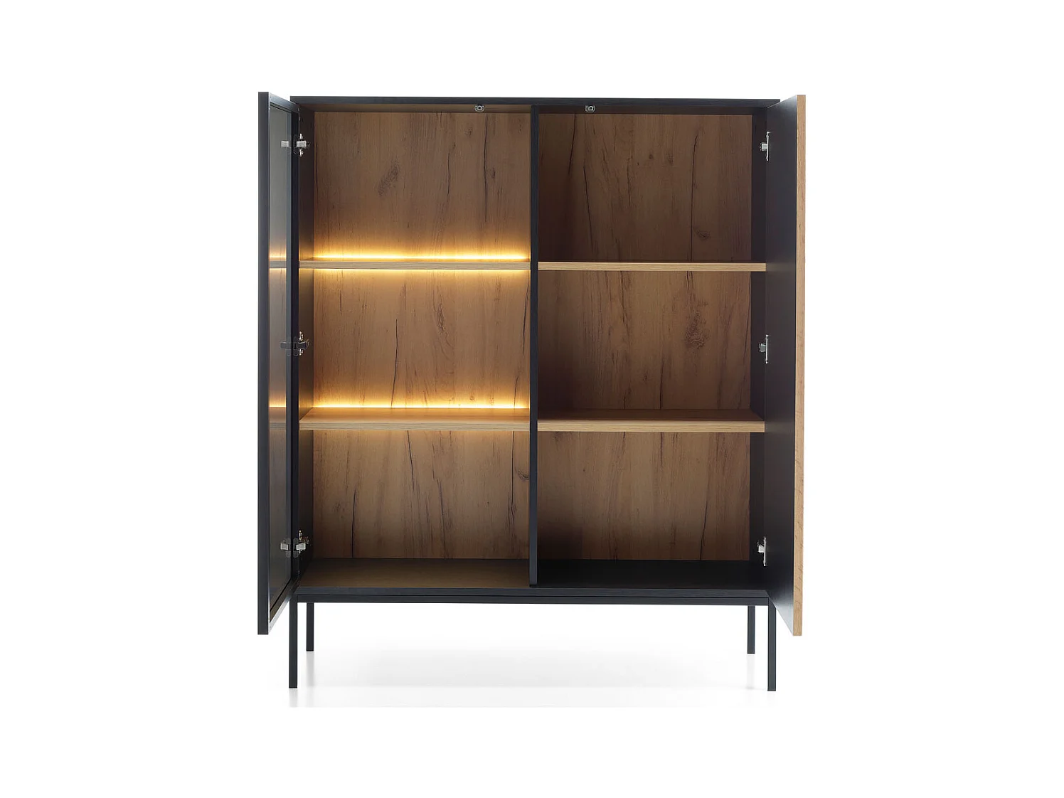 VITRINE Sento schwarz / Wotan Eiche 104 / 39 / 126 cm