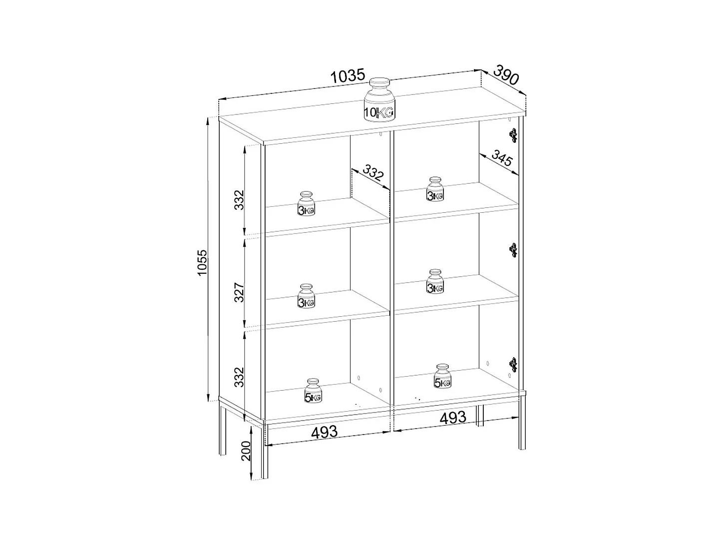 VITRINE Sento schwarz / Wotan Eiche 104 / 39 / 126 cm