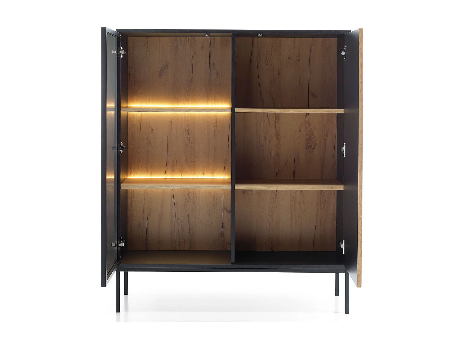 VITRINE Sento schwarz / Wotan Eiche 104 / 39 / 126 cm