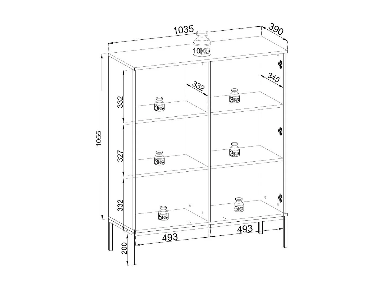 VITRINE Sento schwarz / Wotan Eiche 104 / 39 / 126 cm