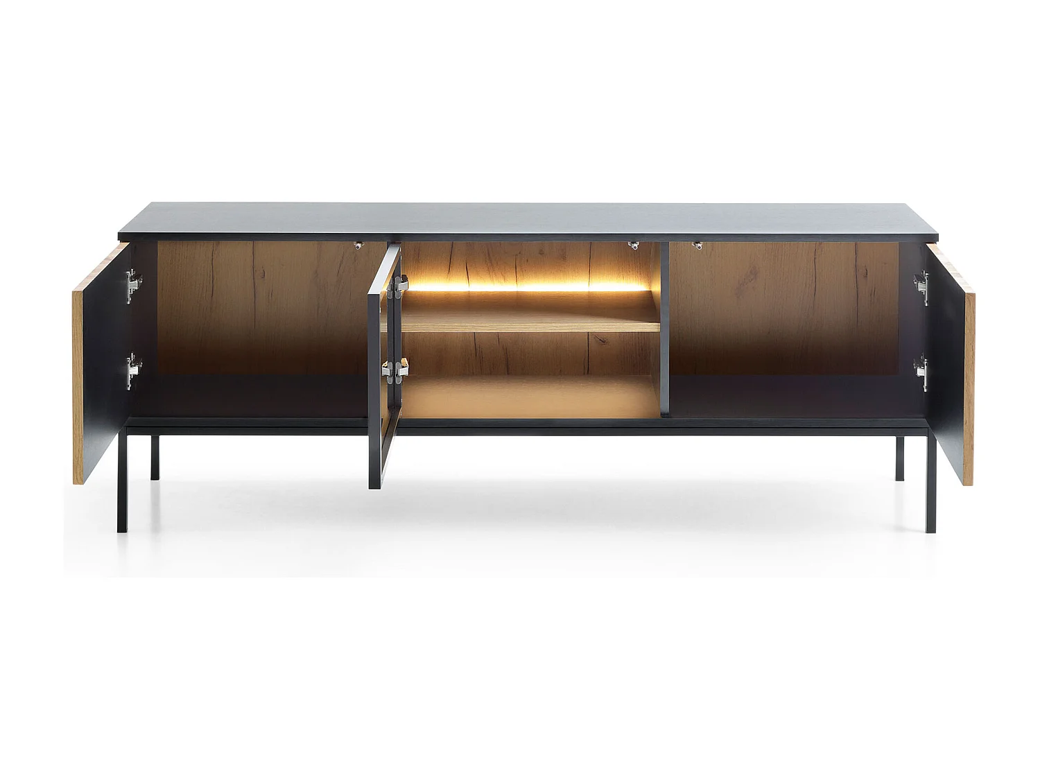 LOWBOARD Sento schwarz / Wotan Eiche 154 / 39 / 56cm