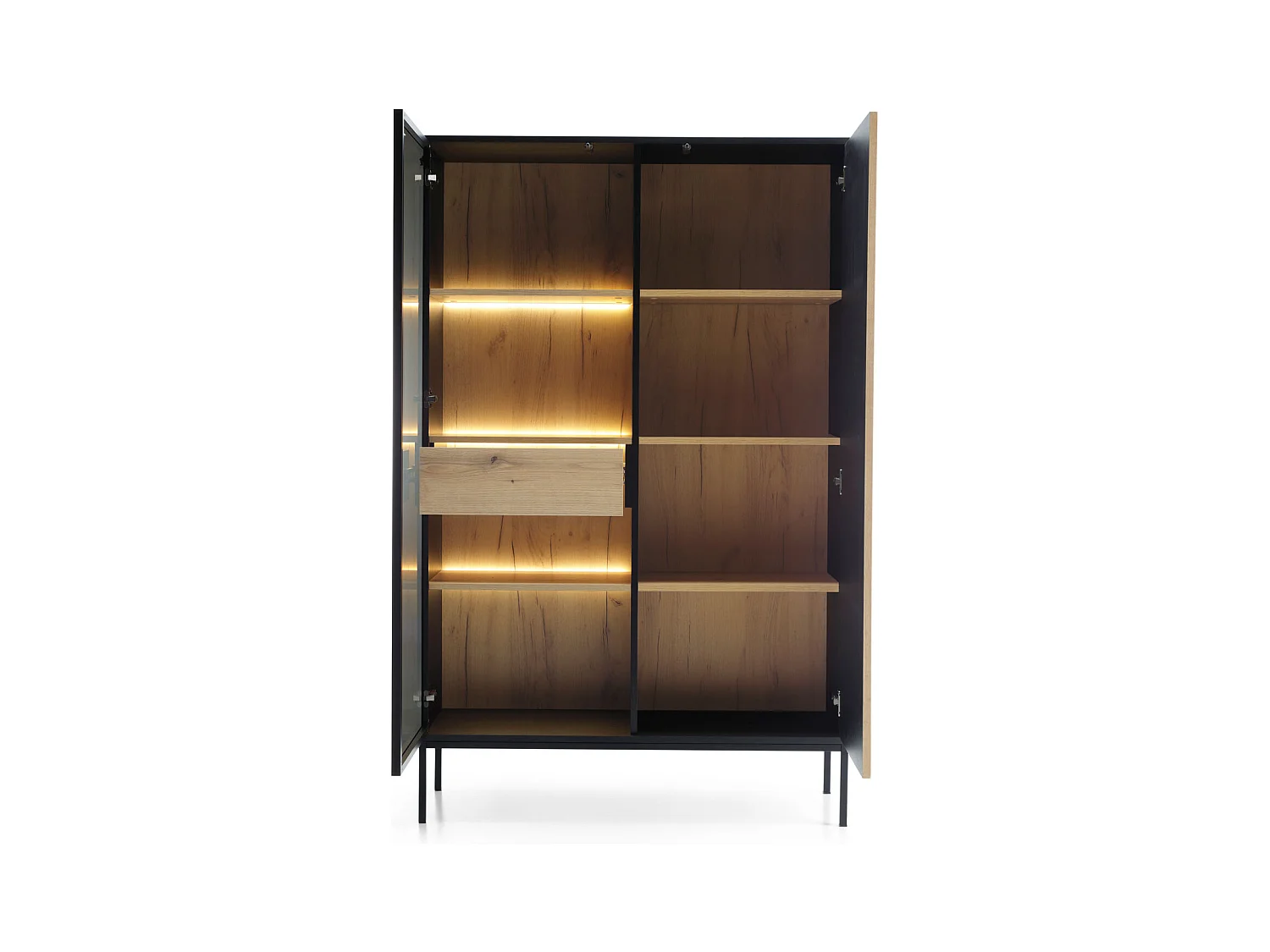 VITRINE Sento schwarz / Wotan Eiche 104 / 39 / 166 cm