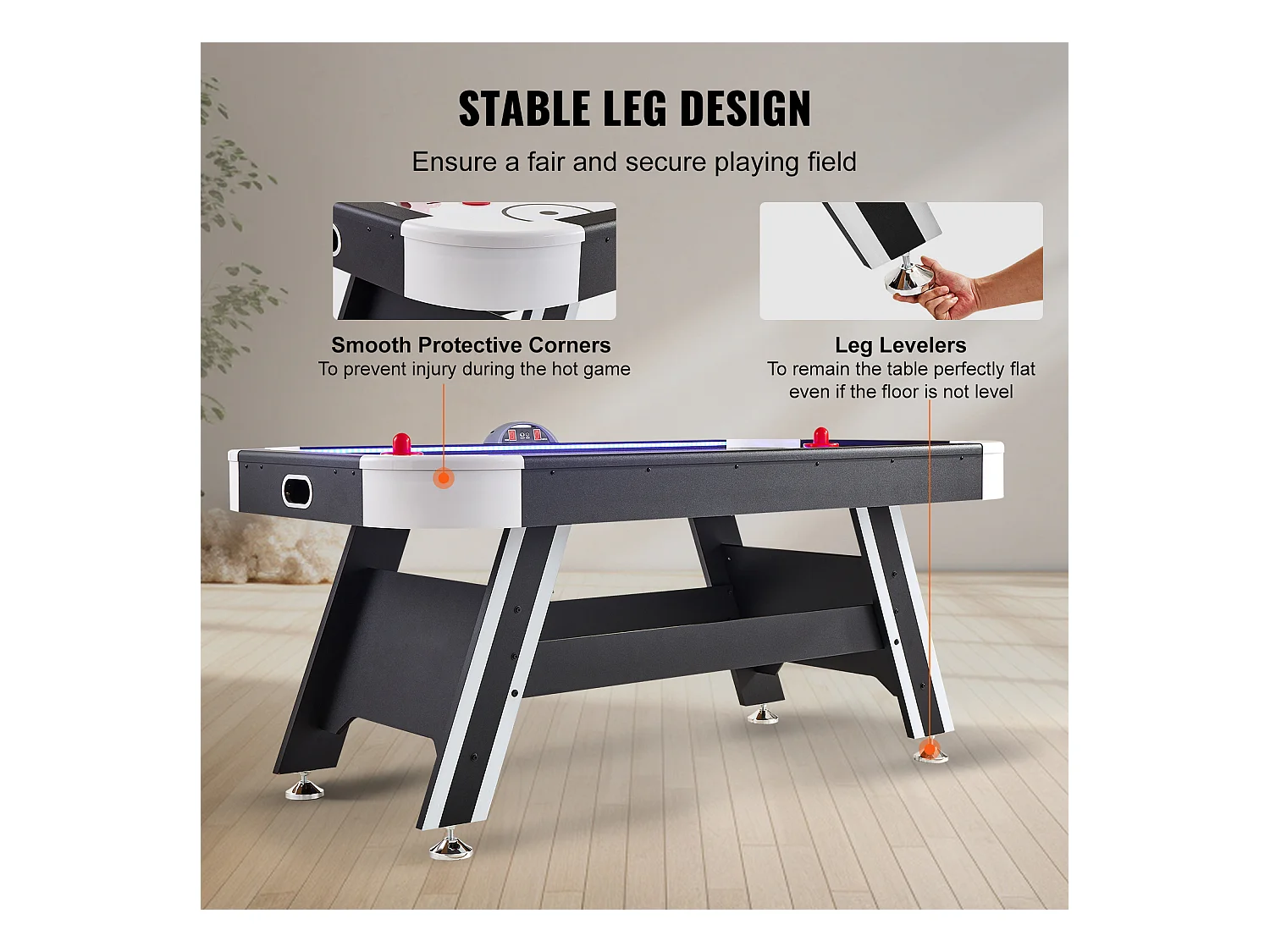 Table de Billard, SucceBuy Table d'Air Hockey 183 cm avec Score LED, Palets et Poussoirs Inclus