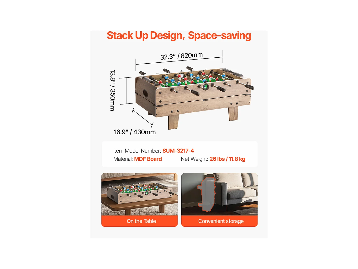 Table de Jeu Combinée 4 en 1 Air Hockey Baby-foot, Ping-pong, Billard, 82 cm – Multifonction, Compacte, d'Intérieur