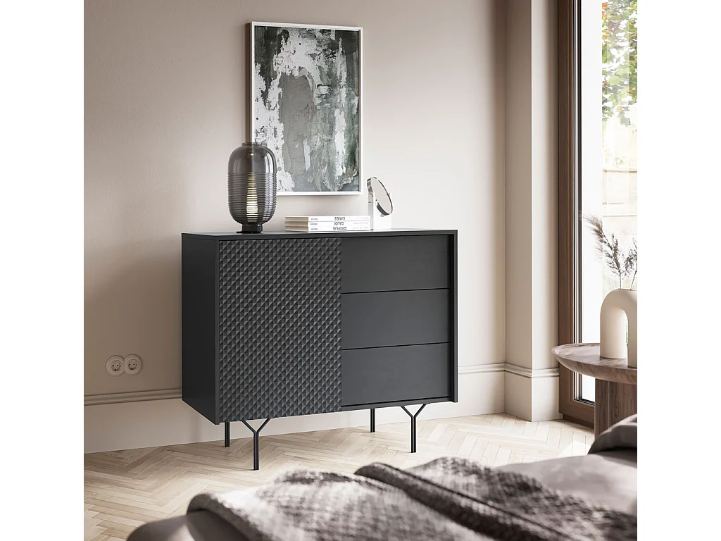 KOMMODE Raven schwarz 97 / 38 / 83cm